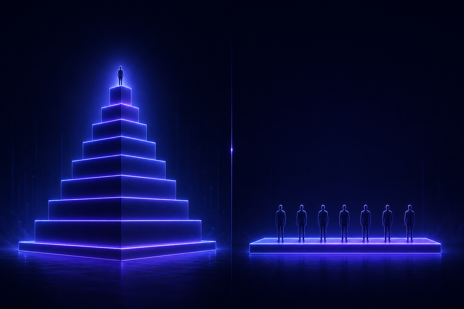 Vergleich einer klassischen gestuften VIP-Pyramide mit Duels flachem Modell: Jeder Spieler erhält ab der ersten Einzahlung dieselben 50 Prozent Cashback