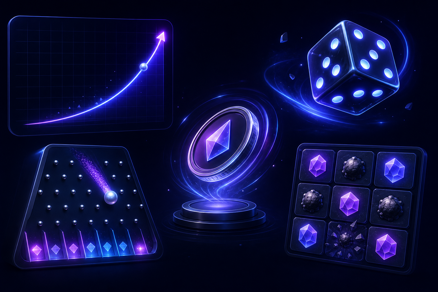 Duel Originals lineup – in-house crypto games Crash, Dice, Plinko, Mines and Coinflip with RTP up to 100%